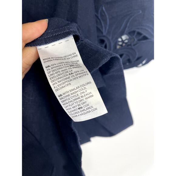 Chico's Navy blue shift dress embroidered sleeves XL - Picture 3 of 5